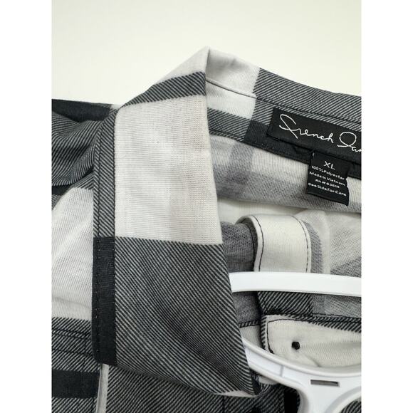 French Laundry Womens Shirt Size XL Black White Plaid Long Sleeve Button Up - Picture 5 of 12
